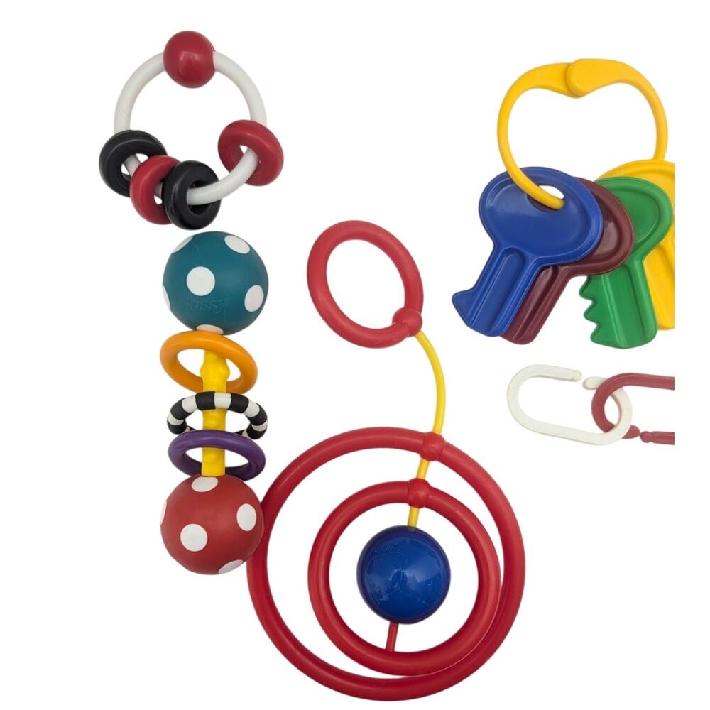 Vtg Baby Teething Rings Keys Sassy Tiny Love Extenders Red Ring 1977 Lot of 5